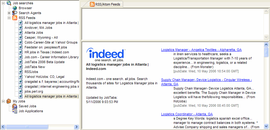 Job search rss-atom feed added to jobtabs.